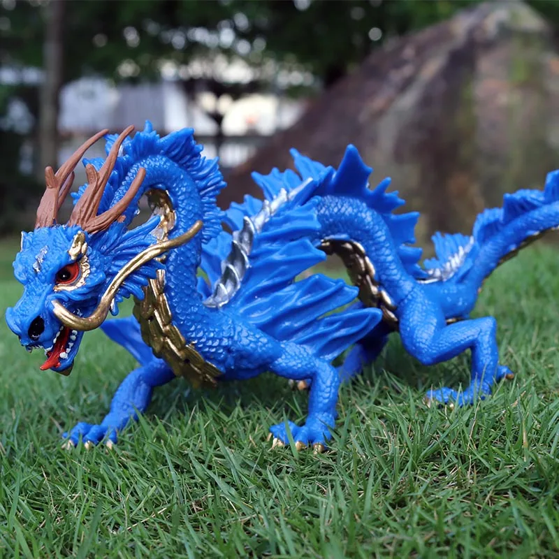 Oenux Моделирование большой размер китайский мифологический Дракон животные модель Легенда красный дракон феникс фигурки животных детская игрушка