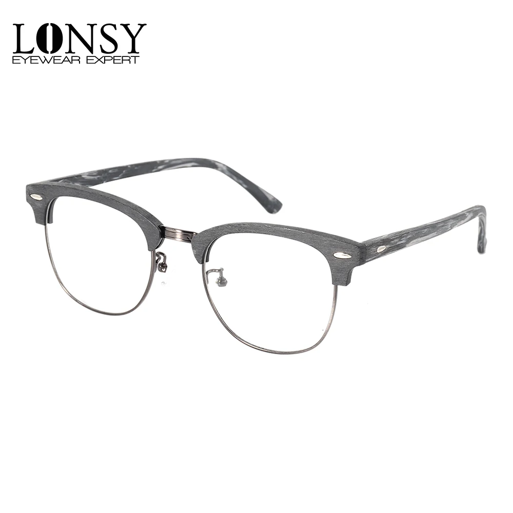 

LONSY Vintage Acetate Eyeglass Frame Clear Lenses Transparent Glasses Frame For Women Men Myopia Spectacles Prescription