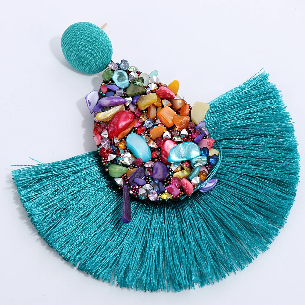 Dangle Earrings 1Pair Bohemia Tassel Colorful Charm Crystal Glitter Sequins Drop Women Jewelry Accessories dangle earrings drop earrings crystal tassel earrings crystal earrings