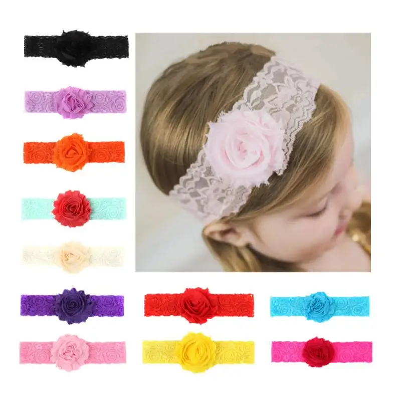 

Baby Girl Hair Band Headwrap Kids Sun Flower Headband Solid Color Lace Headwear Princess style Baby Clothing Accessories Random