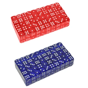 

200pcs 14mm Colorful Dice Transparent Dices for Game Bar Playing Game Set with 1 Bag - 100pcs Dark Blue & 100Pcs Red