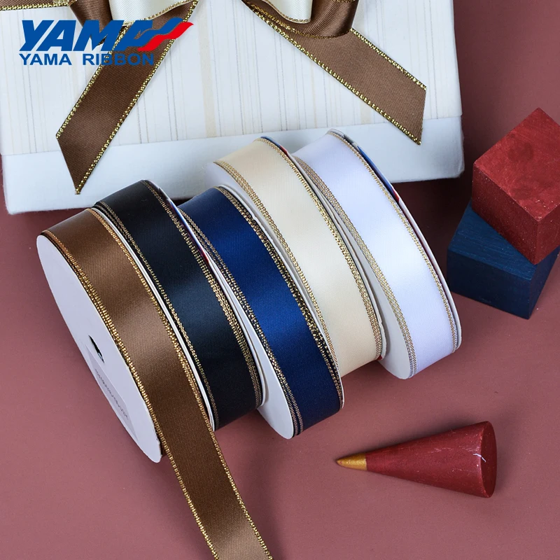 YAMA-Gold-Edge-Satin-Ribbon-1-5-inch-38mm-100yards-lot-for-Diy-Dress ...