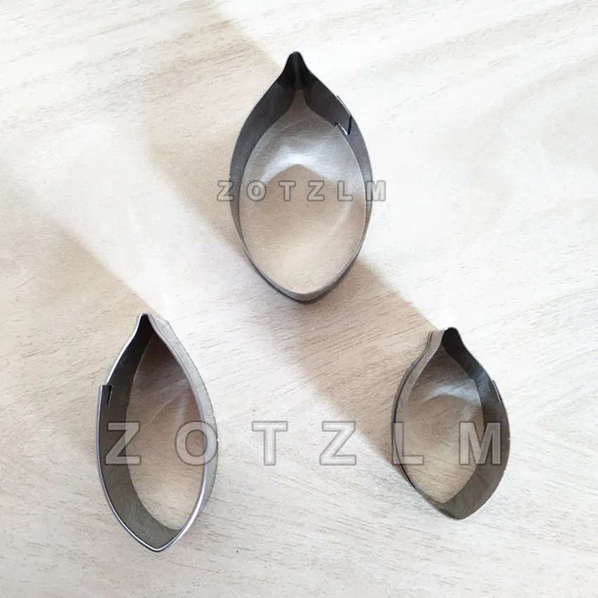 3pcs/lot Belgium Azalea Leaf Shape Stainless Steel Cookie Cutters Flower Series Fondant Cookie Mold Cake Decorating Tools JSM059