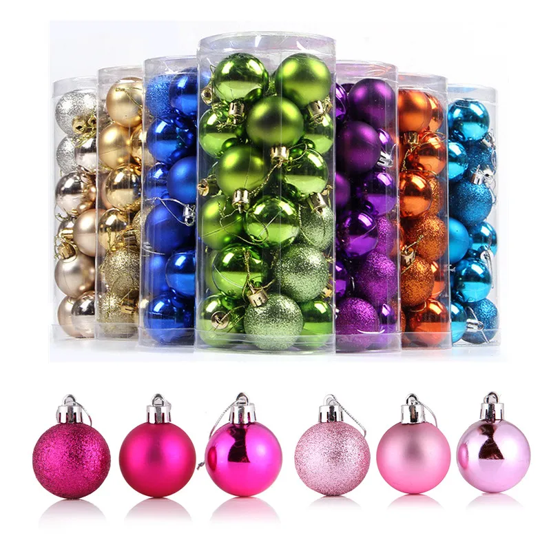 

24pcs 4cm Christmas Tree Ball Decorations for Xmas Party Shinny Ball Baubles Hanging Ornament for Home Christmas Decor