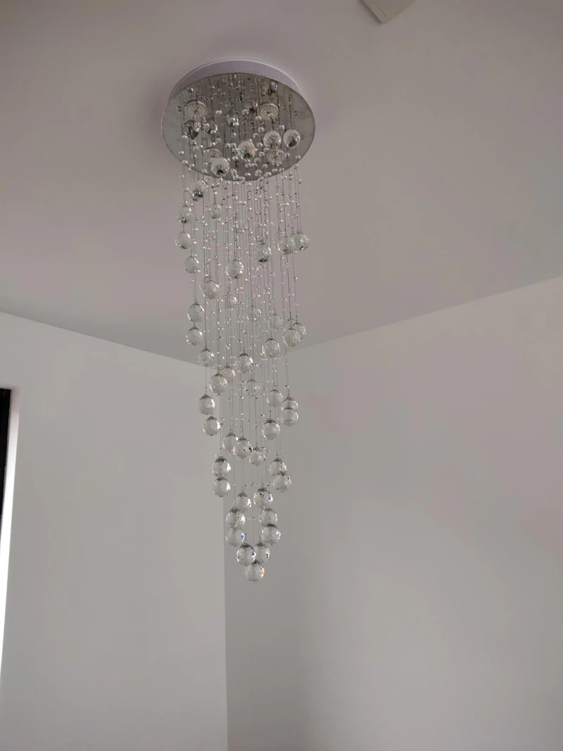 Modern LED Crystal Chandeliers Light Fixture for Staircase Stair Lights Luxury Hotel Villa Vanity Bedroom Hanging Lamp