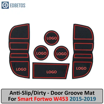 

Anti-Slip Mat For Mercedes Benz Smart Fortwo Forfour W453 C453 2015-19 With Smart Logo Gate Slot Coaster Anti-Dirty Door Groove