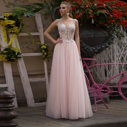 Princess Exquisite Evening Dresses For Woman Sleeveless With Lace Tulle Long Prom Party Gown Plus Size Vestido De Noche 2021