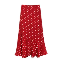 Новая женская юбка в горошек с принтом «русалка» красного и черного цвета, 2 цвета, 4XL, большие размеры, милые юбки для девушек и офисных леди
