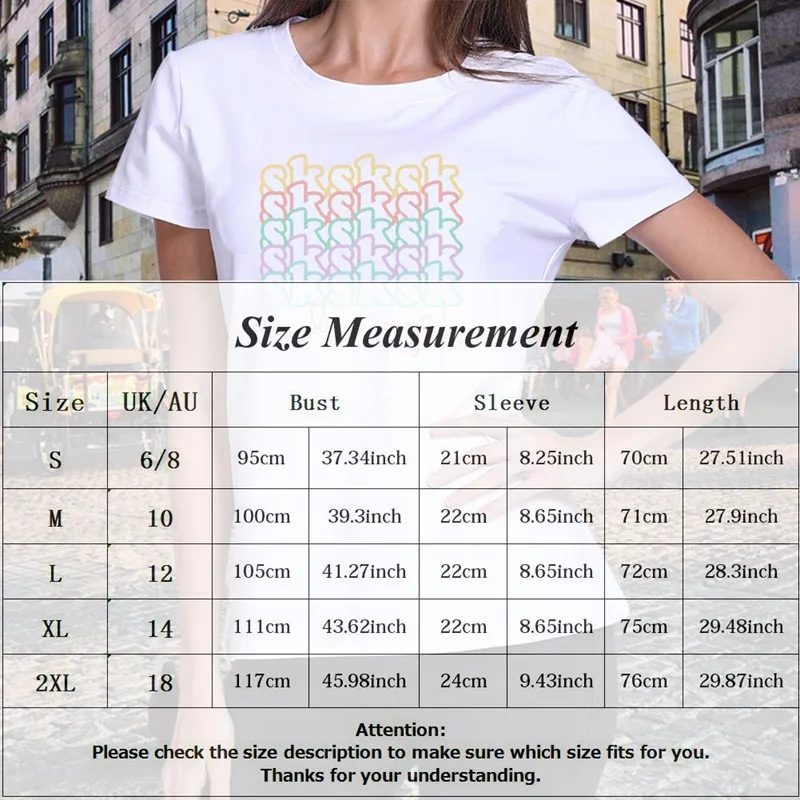 Funny SKSKSK Tees Women Short Sleeve O-neck Tshirts Female Harajuku Tops Girl Streetwear