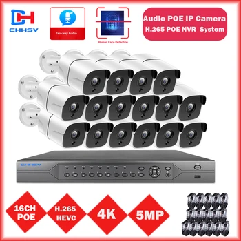 

4K POE NVR Surveillance System 5.0MP IP Security Camera CCTV POE 16CH NVR Kit Video Surveillance IOS Android Remote Viewing
