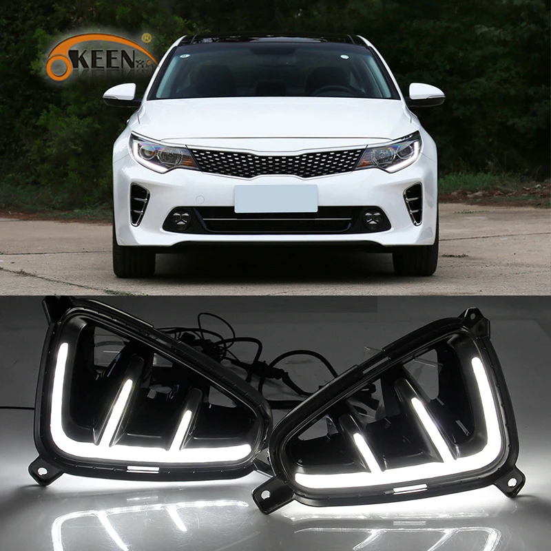 

2PCS For Kia K5 Optima 2016 2017 LED DRL Daytime Running Light Daylight Signal fog lamp Styling Auto Drive lights