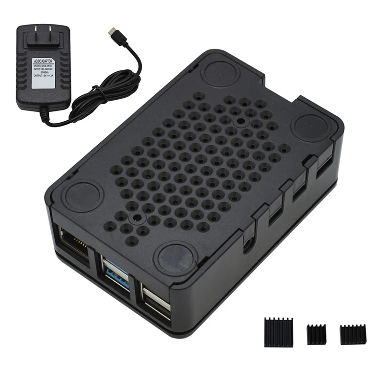 Для Raspberry Pi чехол Корпус коробка V4 с теплоотводом+ 5 В/3A блок питания для Raspberry Pi 4B