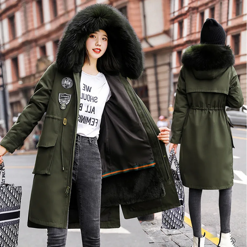 

2019 Autumn And Winter New Style Parka Korean-style Long over-the-Knee Cotton Coat Thick Loose Warm Cotton-padded Clothes WOMEN'