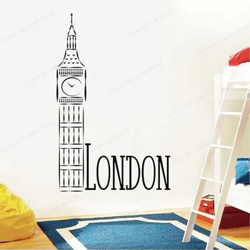 

London City Skyline Vinyl Wall Decals Big Ben Clock wall Stickers British Window decor Bedroom Home wall Decor JH81