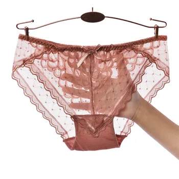 

Women Sexy Lace Underwear 3XL Size Big Size Female Low Waist Hollow Transparent Panties Seamless Thin High Elasticity Breifs