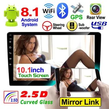 

Car Radio 10.1inch Bluetooth Mp5 HD Touch ScreenMultimedia Player Universal Car Stereo GPS Navigator 16G Memory for Android 8.1