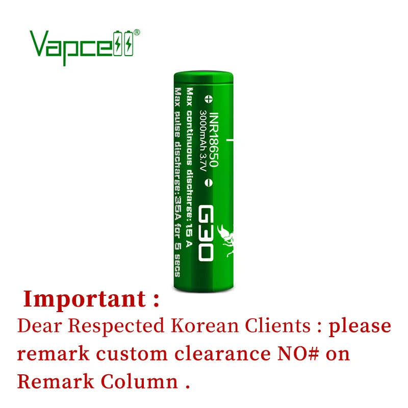 Оригинальный литий-ионный аккумулятор Vapcell G30 INR18650 3000 мА ч 3 7 в для