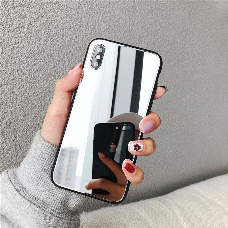 Silver Полный мягкий чехол из ТПУ с зеркалом для Xiaomi mi 8 9 9T K20 A1 A2 Lite POCO F1 Red mi 7A 5A 5 Plus 6A Note 8 7 4 4X6 5 Pro Чехол с металлическим эффектом - Цвет: Silver