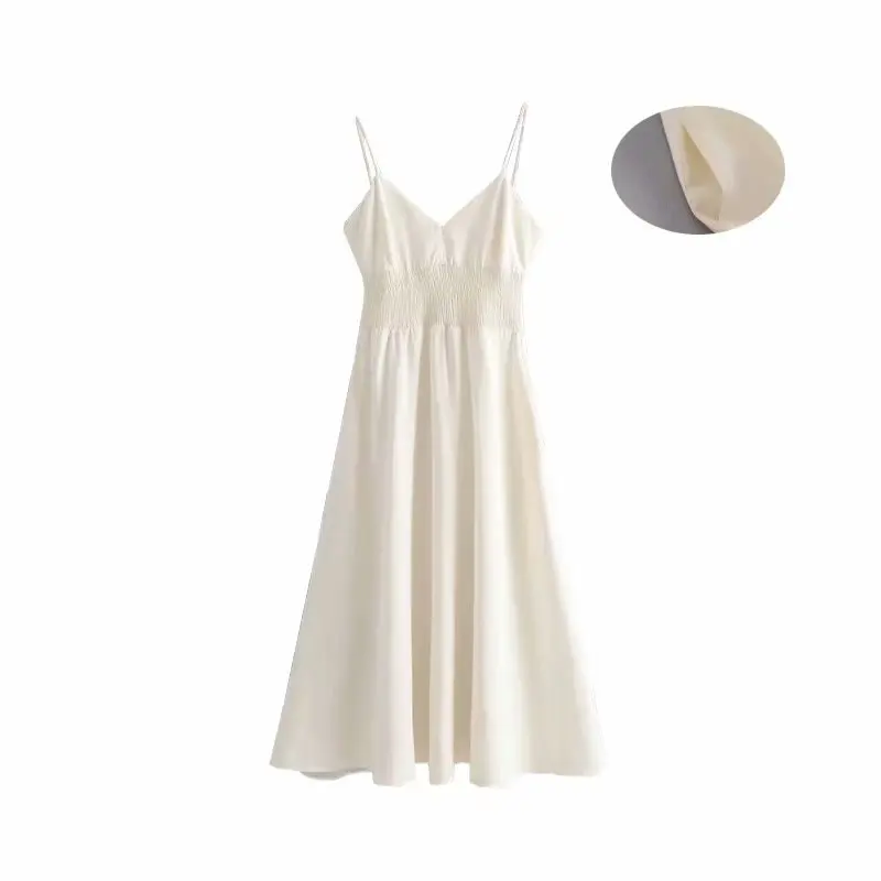 

Western Style 2019 Summer New Style Slim Fit Slimming Versatile V-neck Camisole Waist Hugging Dress Women's WOMEN'S Dress