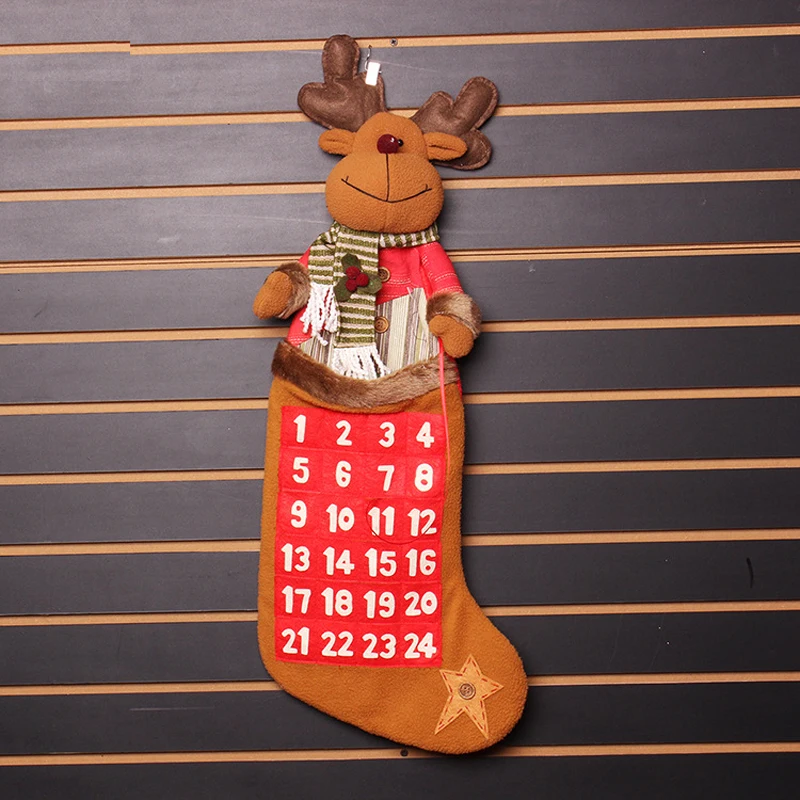 Рождественские носки для чулок Санта-Клаус, Рождественский календарь, Рождественский Декор, настенный дверной подвесной кулон, Regalos De Navidad - Цвет: elk