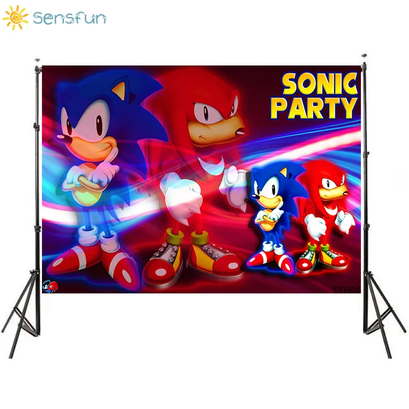 

Sensfun Sonic Party Backdrop Cartoon Vinyl Photography Backgrounds Boy Birthday Party Backdrops Banner Poster Cake Table Decors
