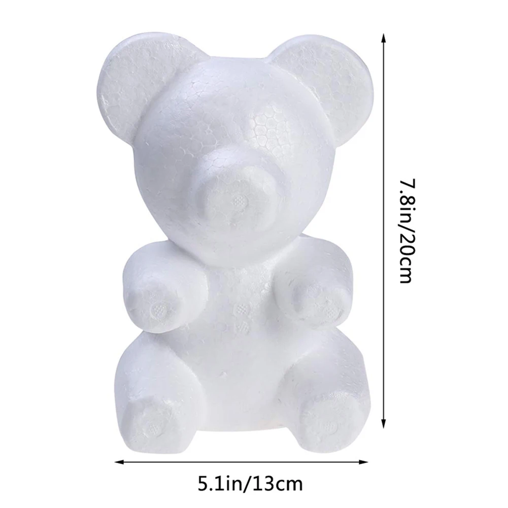 Пасхальные вечерние 15 см/20 см/30 см пенополистирол белые украшения из пенопласта Медвежонок сердце шар для моделирования подарки ремесла цветок пенопласт медведь - Цвет: 20CM