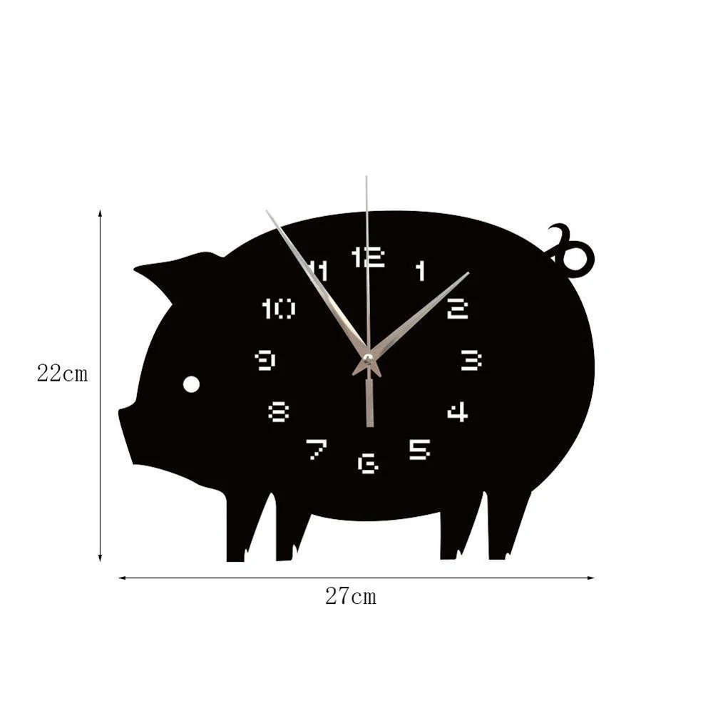 Настенные часы со Свинкой, 3D декоративная наклейка на стену, домашний декор, часы для гостиной, украшение для дома, Зеркальная Наклейка на стену