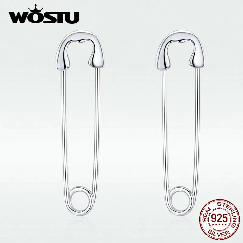 WOSTU, настоящее 925 пробы, серебряные серьги, модные серьги, минималистичный стиль, панк, серьги для женщин, вечерние ювелирные изделия, DXE695-A