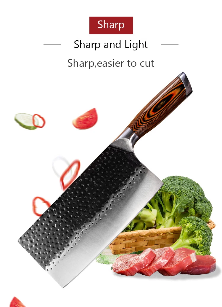 KD 8 Inch Chinese Cleaver Kitchen Knife Meat Vegetable Cutting Chef Kn –  Knife Depot Co.