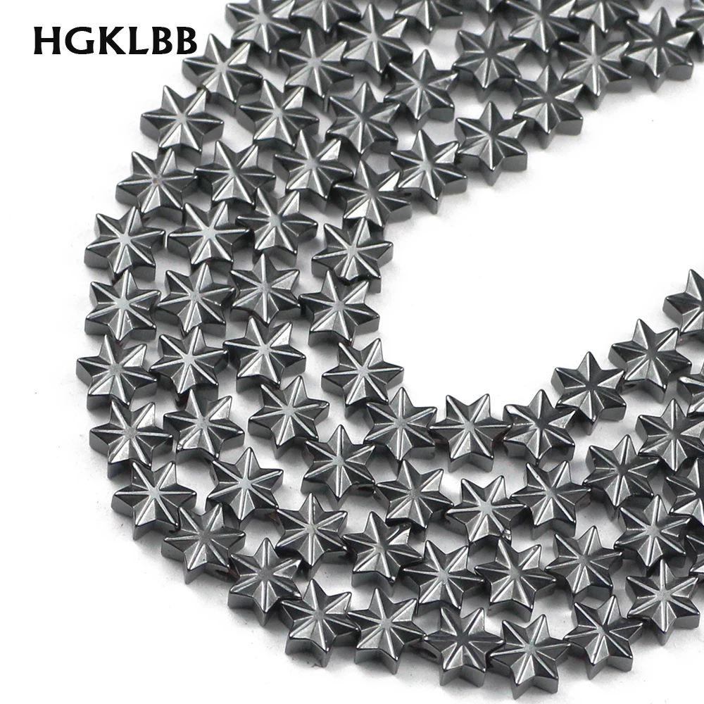 

HGKLBB Natural Stone Snow shape Black Hematite spacer Hexagram Loose beads For Jewelry making 7x3mm bracelets DIY accessories