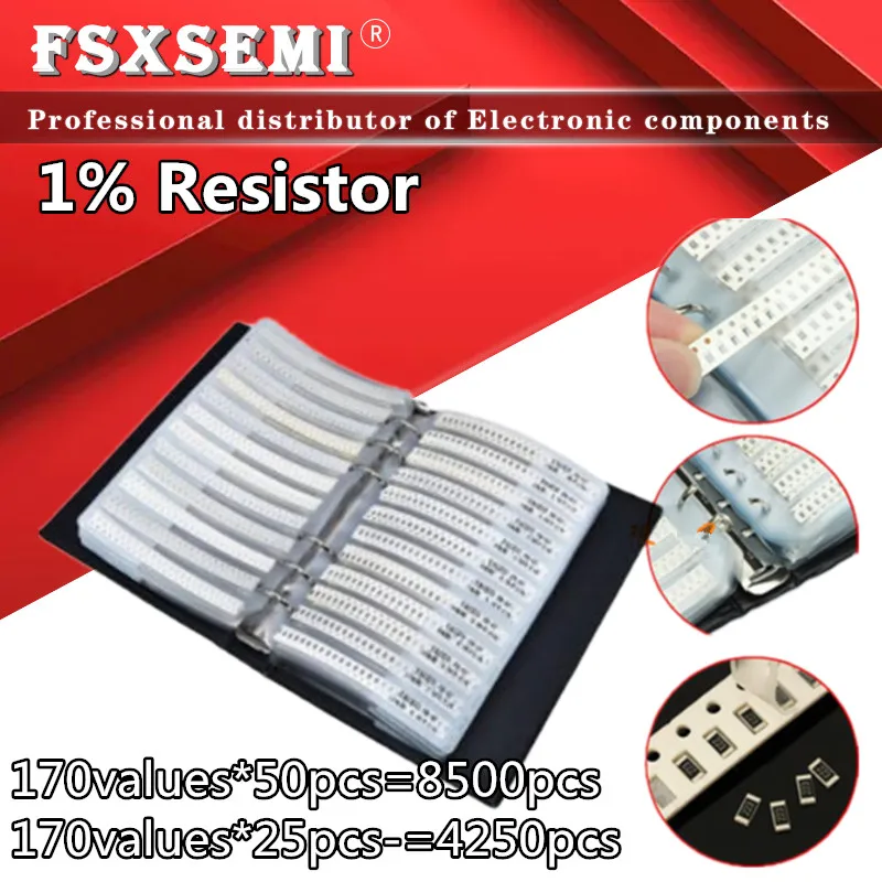 170values*50pcs/25pcs 8500pcs 4250pcs 0603 0R~10M 1% Resistor Sample Book SMD Assorted Kit 10K 100K 1K 1R 100R 220R 0603 smd capacitor sample book 90 values 25pcs 50pcs chip capacitors assortment set pack 0 5pf 2 2uf capacitor pack free shippin