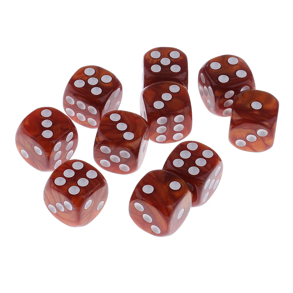 10pcs Plastic 6 Sided Spot Dice D6 Dices for Party Bar Table Board Game Accessory
