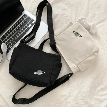 

Hong Kong Street Style Beautiful Shoulder Bag Art Student Trendy Canvas Bag Girl Soft Messenger Casual Bag