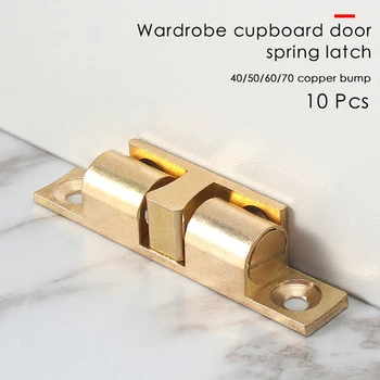 

10pcs/set Pure Copper Double Ball Latch Clip Lock Cabinet Door Catches Touch Beads Bronze Brass Color Hardware Accessories New