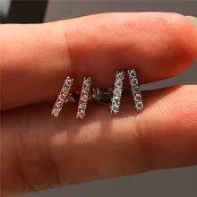 Простые Стильные женские серьги-гвоздики с кристаллами и цирконием, модные серьги из стерлингового серебра 925 пробы, розовое золото, маленькие двойные серьги для женщин