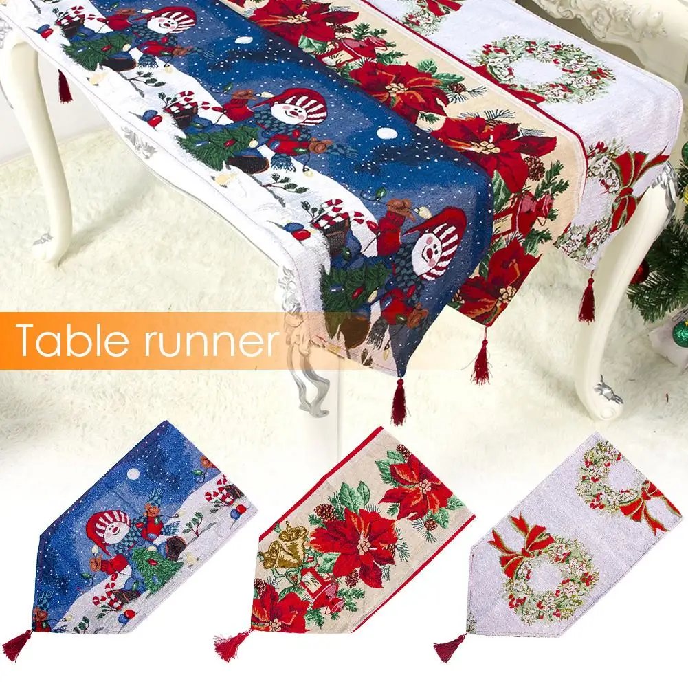 

New High-quality Christmas Table Runner Decorative Tapestry Linen Printed Beautiful Tablecloth For Christmas Decorations