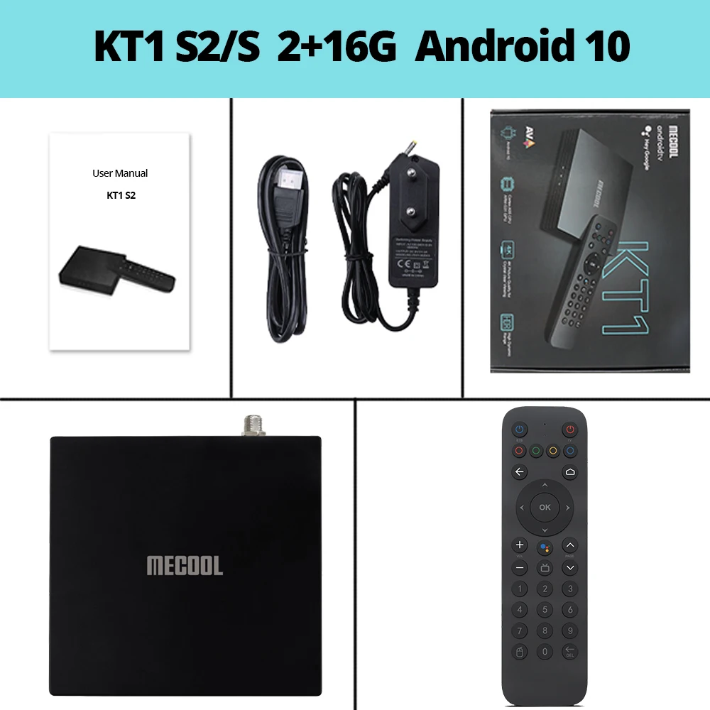 MECOOL KT1 TV Receiver 4K Satellite Decoder Amlogic S905X4 Netflixs Android TV 10 DVB-S2 Google Italy Spanish TV BOX super box tv TV Receivers