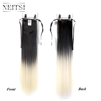 

Neitsi 22'' Long Straight Wrap Around Clip In Ponytail Hair Extension Heat Resistant Synthetic Pony Tail Fake Hair Color T-613