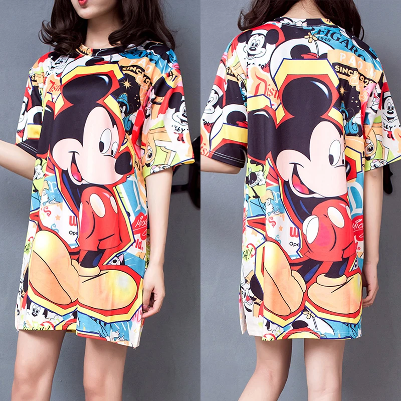 

13 Colors 2019 New Spring Summer Europe Version Fashion Cartoon Printe Women Shirt Collar Short Sleeve Female Loose T-shirt