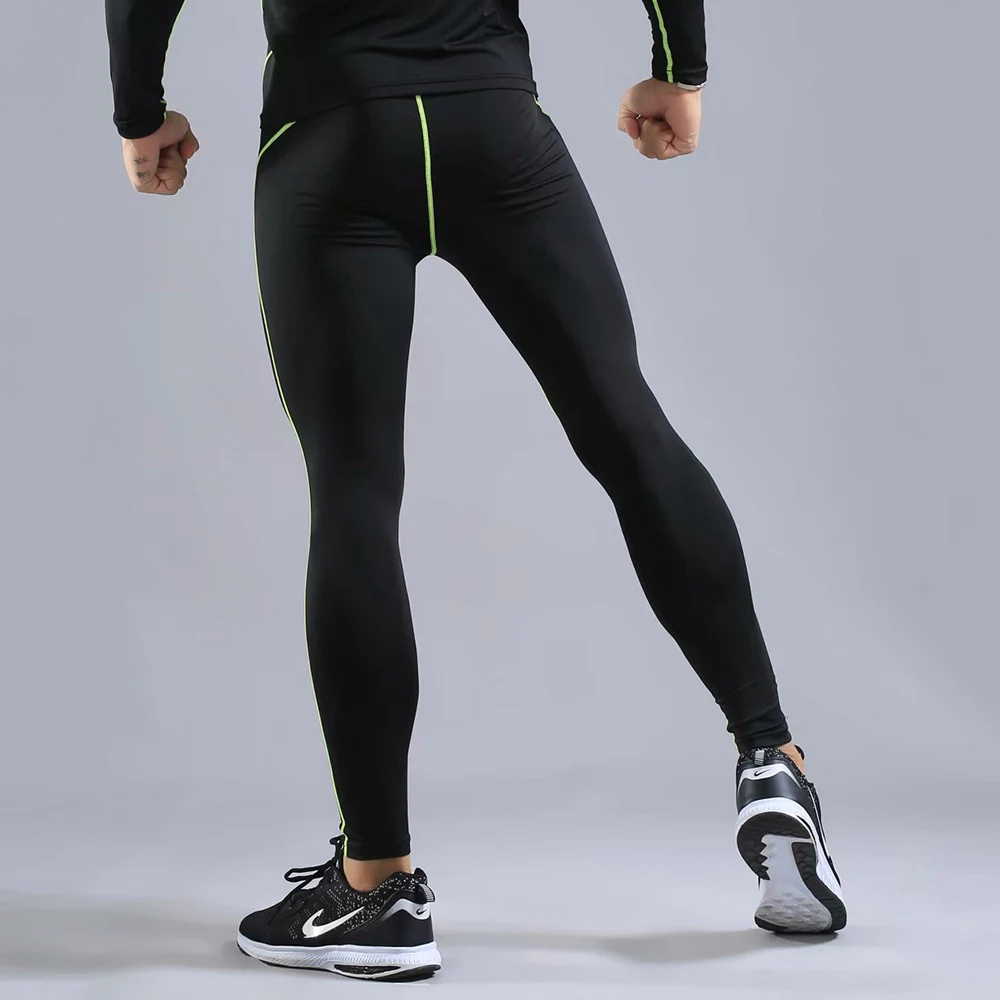 Компрессионные Мужские штаны для спортзала, леггинсы, носки для мужчин, для бега, тренировки, спортивные, быстросохнущие, для фитнеса, сухой, подходят, длинные, для бега, черные