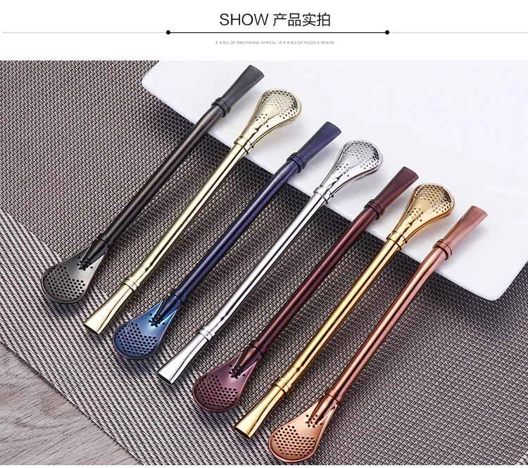 Creative 304 Stainless Steel Korean Style Hot Drinks Straw Environmentally Friendly xi guan shao Manufacturers Bar Restaurant KT