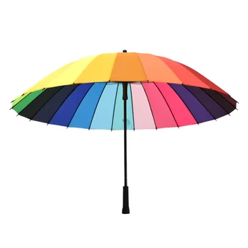 

24K Windproof Long Handle Umbrellas Waterproof Fashion Colorful Paraguas Rain Umbrella Rainbow Strong Frame Women
