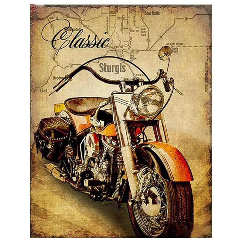 

Mosaic full embroidery puzzle 5d Pattern round square drill diy Diamond Painting Retro motorcycle Picture Of Rhinestone L153