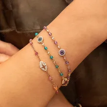 SLJELY, высокое качество, чистый 925 пробы, серебро, розовое золото, цвет розовый, фиолетовый, синий, бусины, украшенные, браслет для женщин, ювелирные изделия