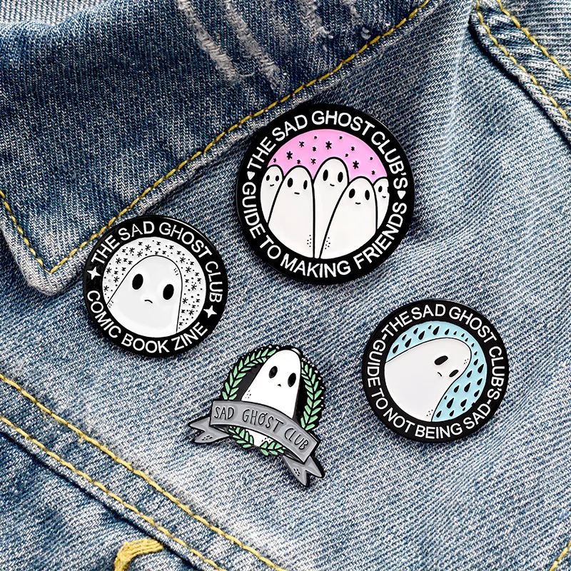 Fashion Creative Sad Ghosts Club Ghost Enamel Brooch Ins Tide Personality Member Badge Wild Clothing Accessories | Украшения и