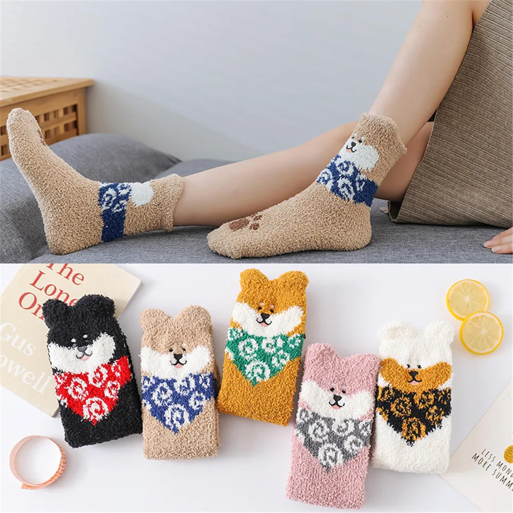 

Hot Sale Autumn Winter Wool Thicken Warm Basic Solid Colors Socks Rib Loose Stacked Basics Socks Women