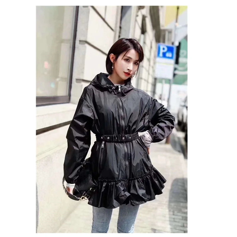 best winter jackets High Quality Women Spring Long Trench Waist Fitted Large Pockets Waterproof Light Hooded Windbreaker Female Spring Trench Coats north face parka