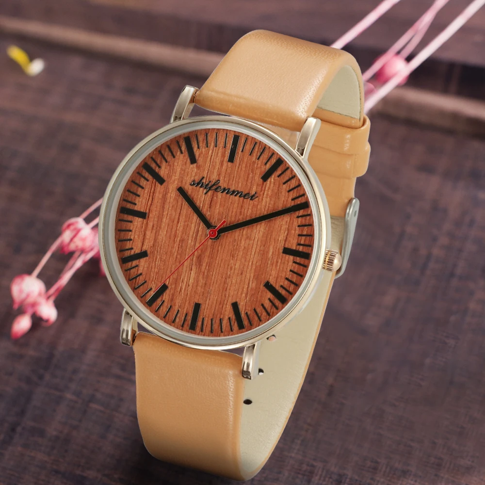 Wooden quartz watch for ladies shifenmei wooden watch for women of fresh female student Birthday present holiday gift