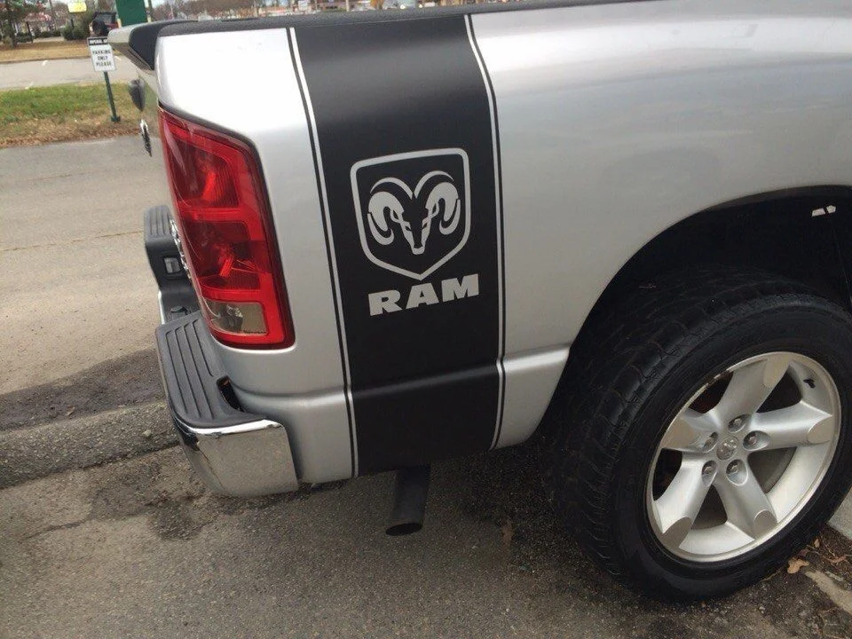 Виниловые наклейки для 2 грузовиков гоночные полосы стикер Dodge Ram Rebel Mopar Hemi