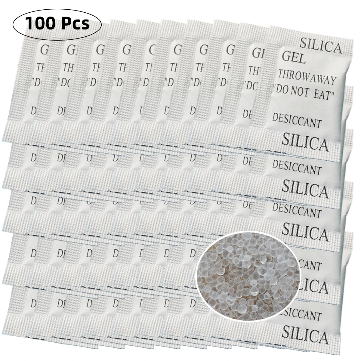 100 Packs Of Silica Gel Desiccant Dehumidification Household Goods Room Items Wardrobe Shoes Absorb Moisture Resistance Tools